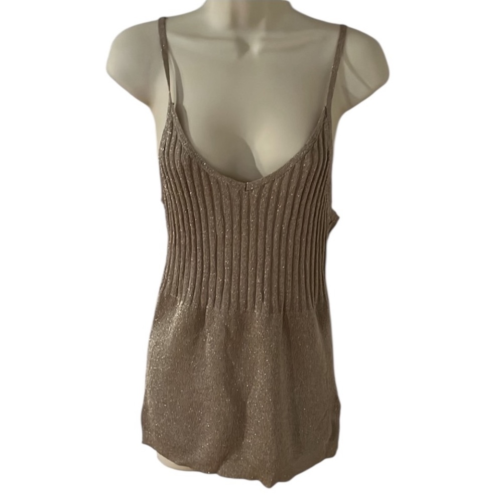 Micheal Kors size large gold v- neck camisole lightweight knit ribbed NWT